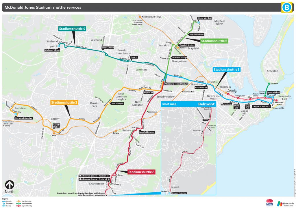 Map of stadium shuttle routes