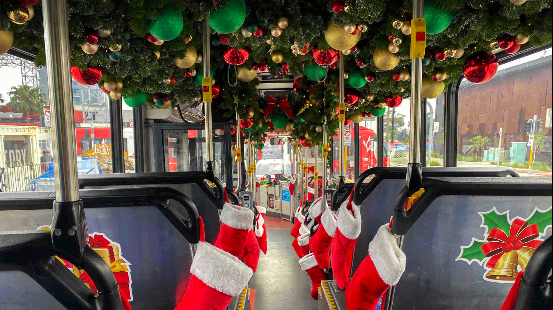 Spreading Christmas Cheer on bus