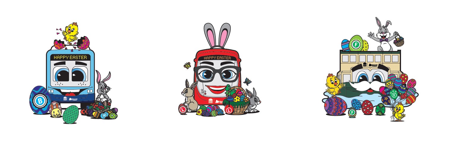 Easter themed transport characters