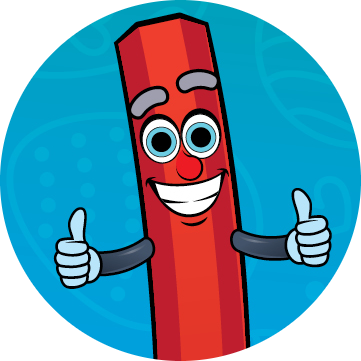 Red pencil with smiling face