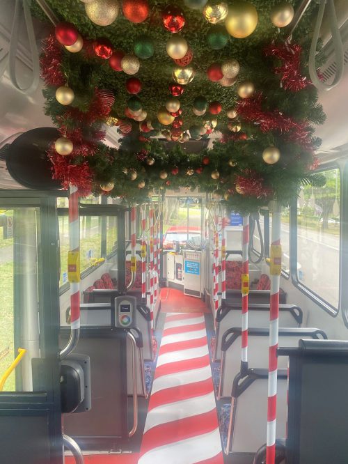 christmas bus interior