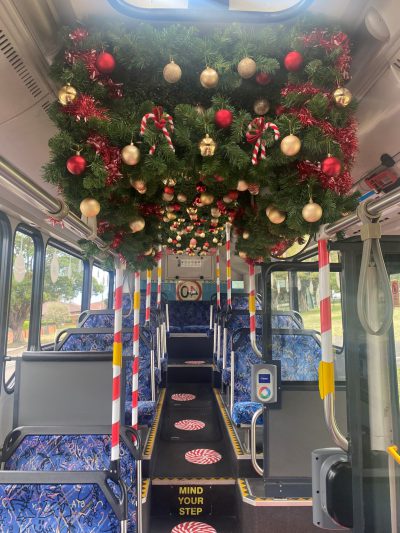 christmas bus interior