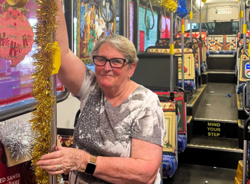 Marg drives the Christmas Bus one last time